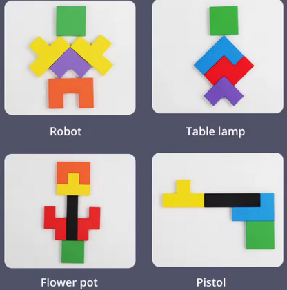 Puzzle en bois – 3 styles (Tetris / XO / Logique) – Éducation précoce